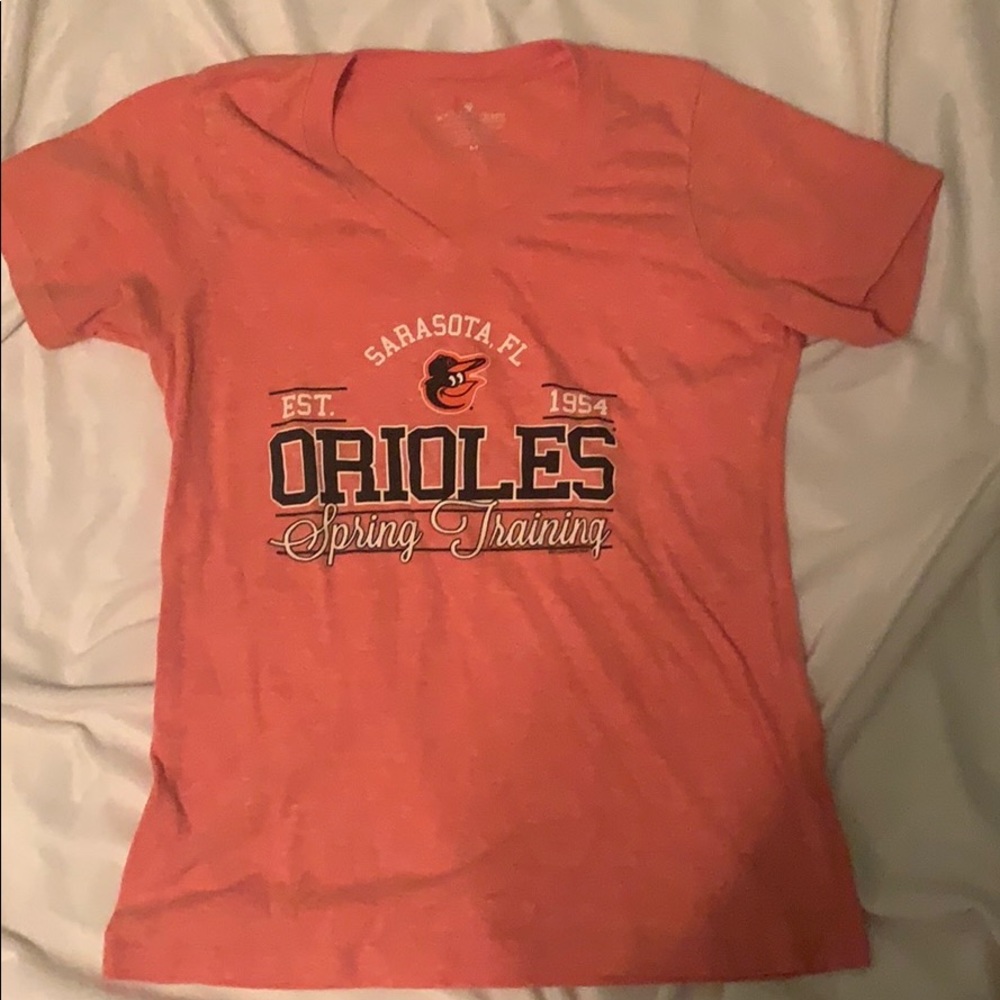 peach baseball shirt